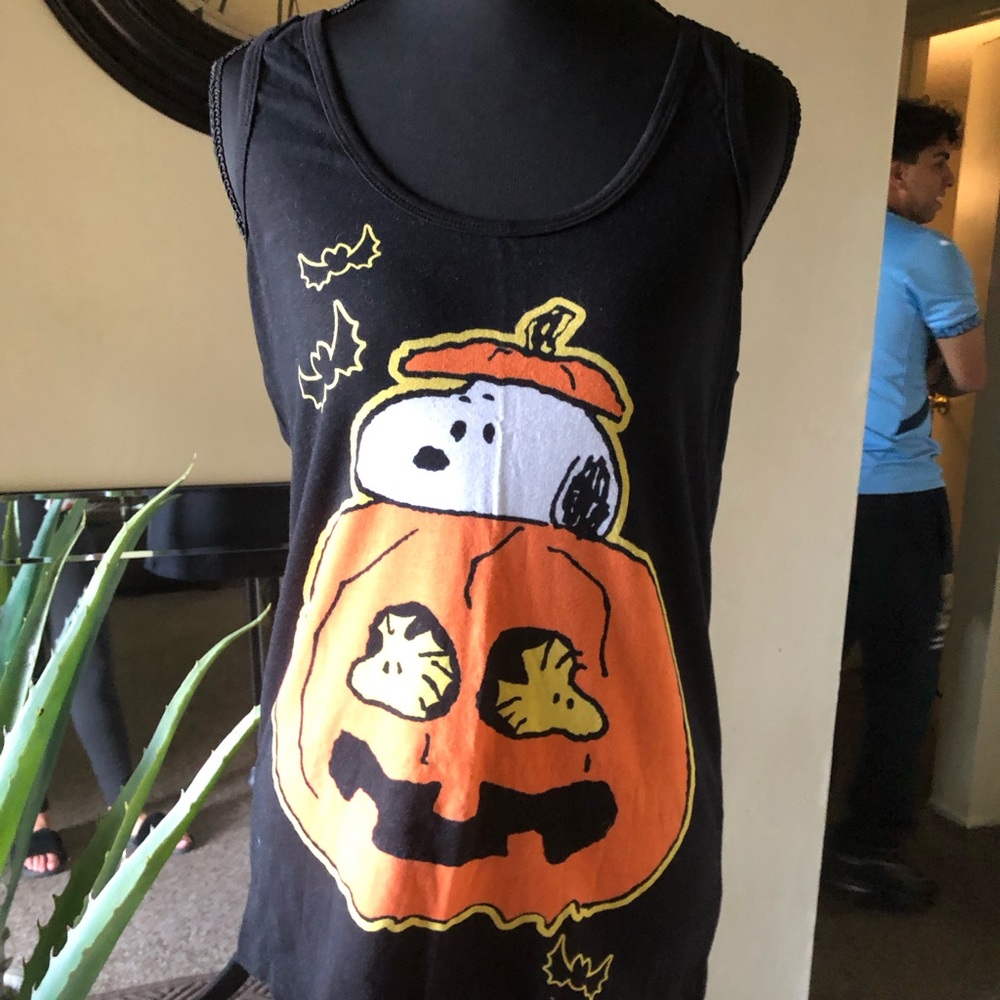 Peanuts Snoopy Black and Orange Halloween Pajama Tank